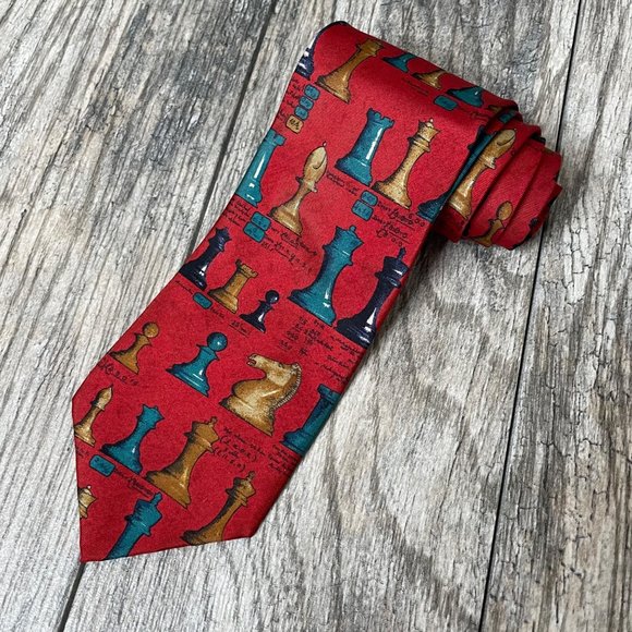Yves Saint Laurent Other - Yves Saint Laurent Chess Made in Italy Silk Neck Tie Red